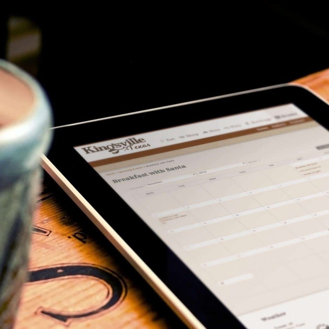 Kingsville Texas calendar mockup on ipad