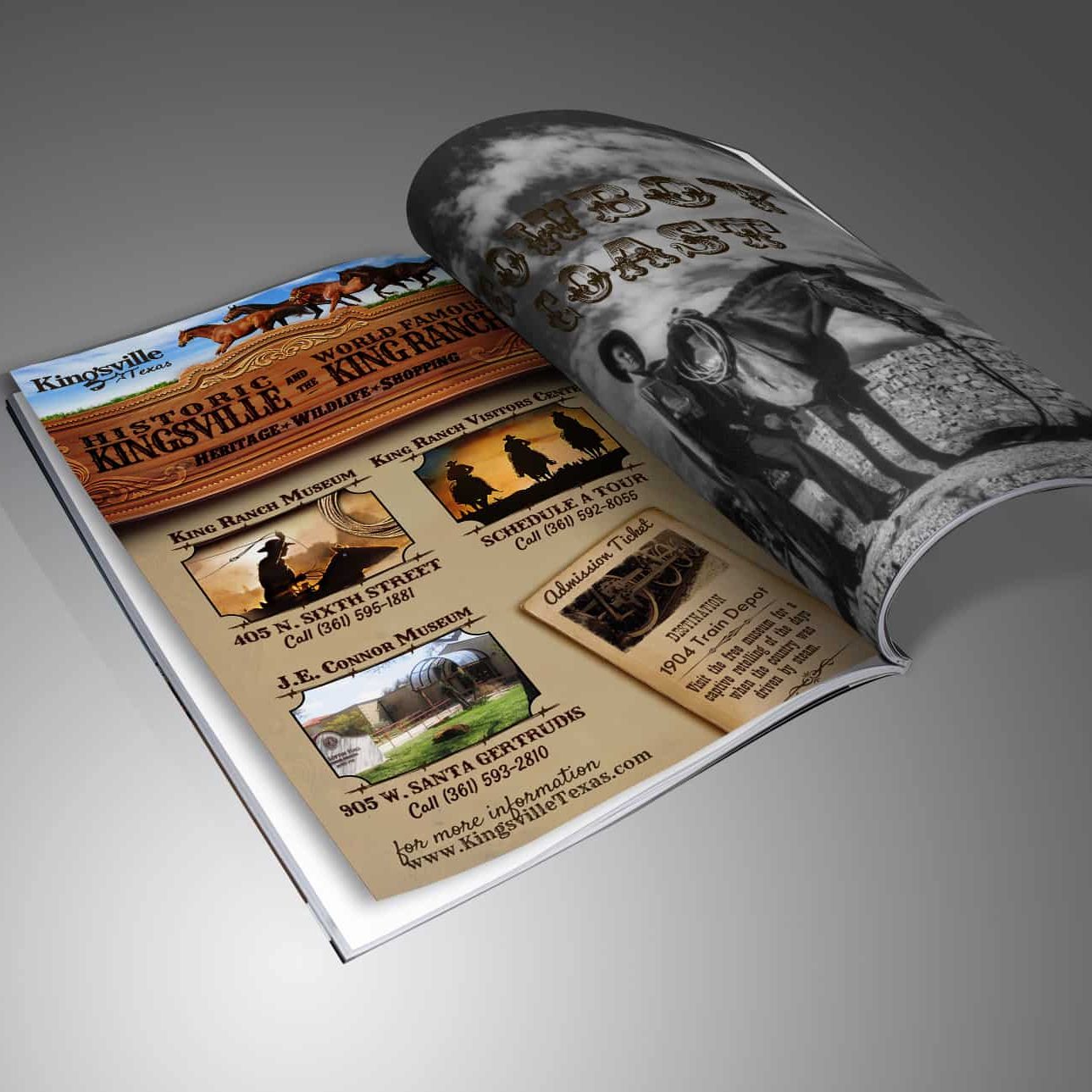 Kingsville Texas tourism guide advertisement mockup