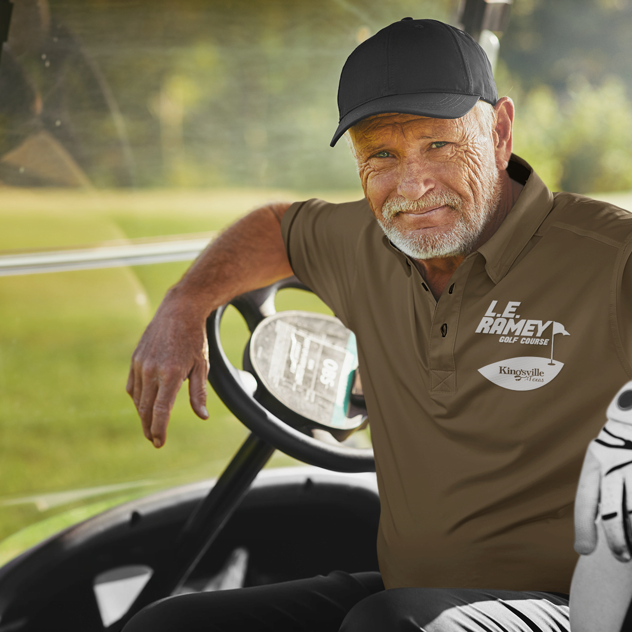 L.E. Ramey Golf Course Logo Brown Polo