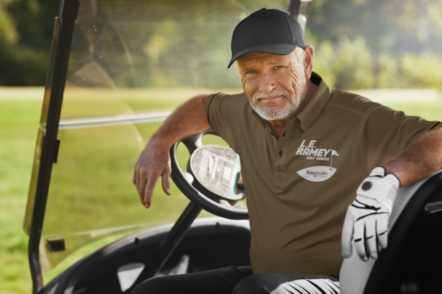 L.E. Ramey Golf Course Logo Brown Polo